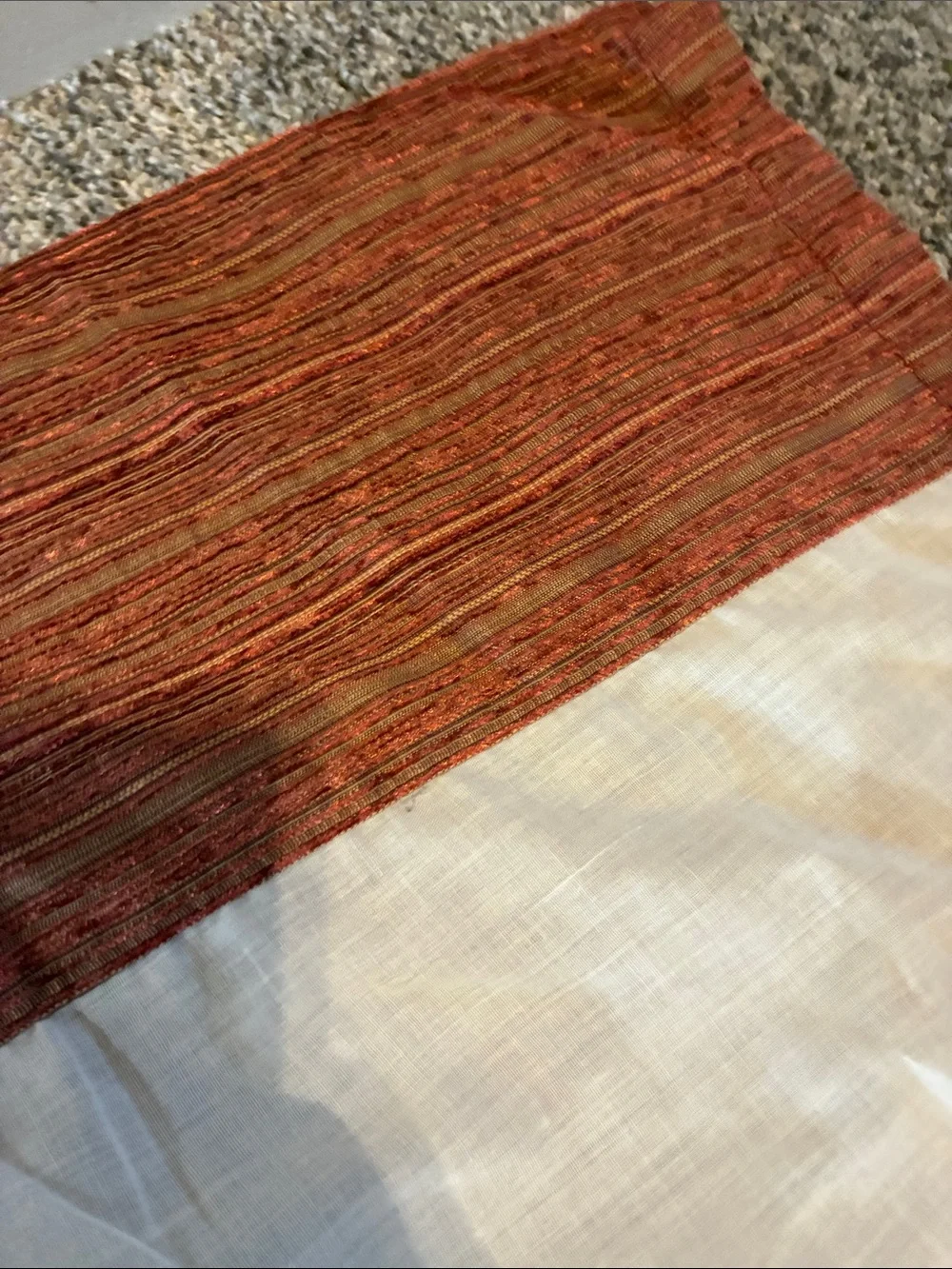 3 Rust-Orange Window Valances with Braided Trim - Unbranded